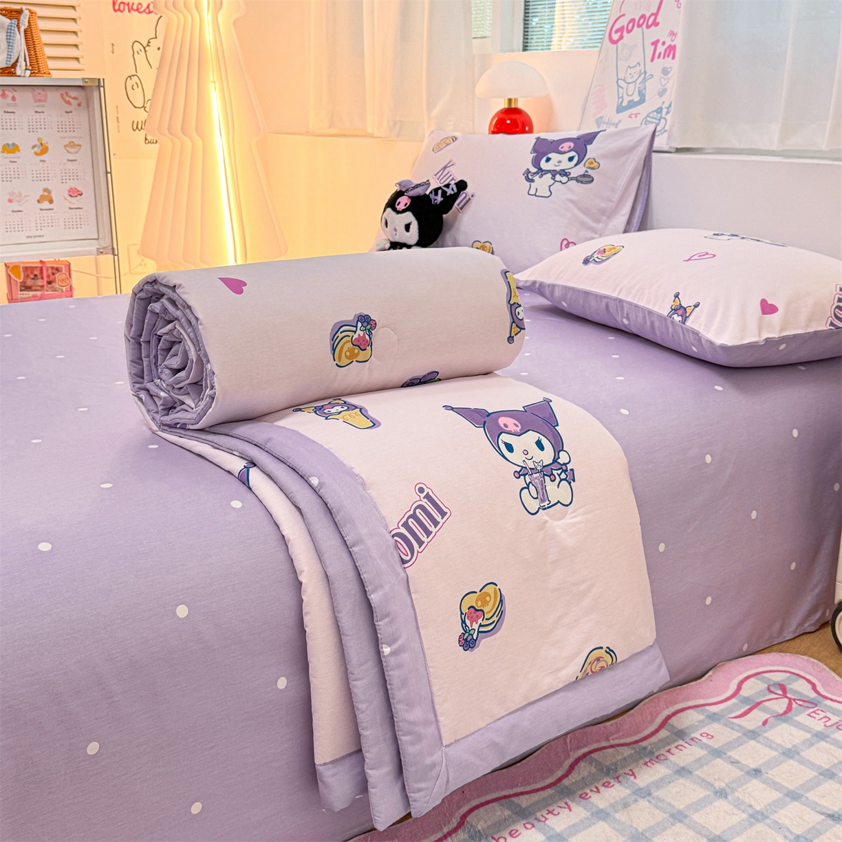 91家纺网 家纺一手货源 找家纺 名兮家居 2026新款正版授权经典奥特曼全棉夏被四件套【含防伪标】 全棉夏被-甜筒库洛米