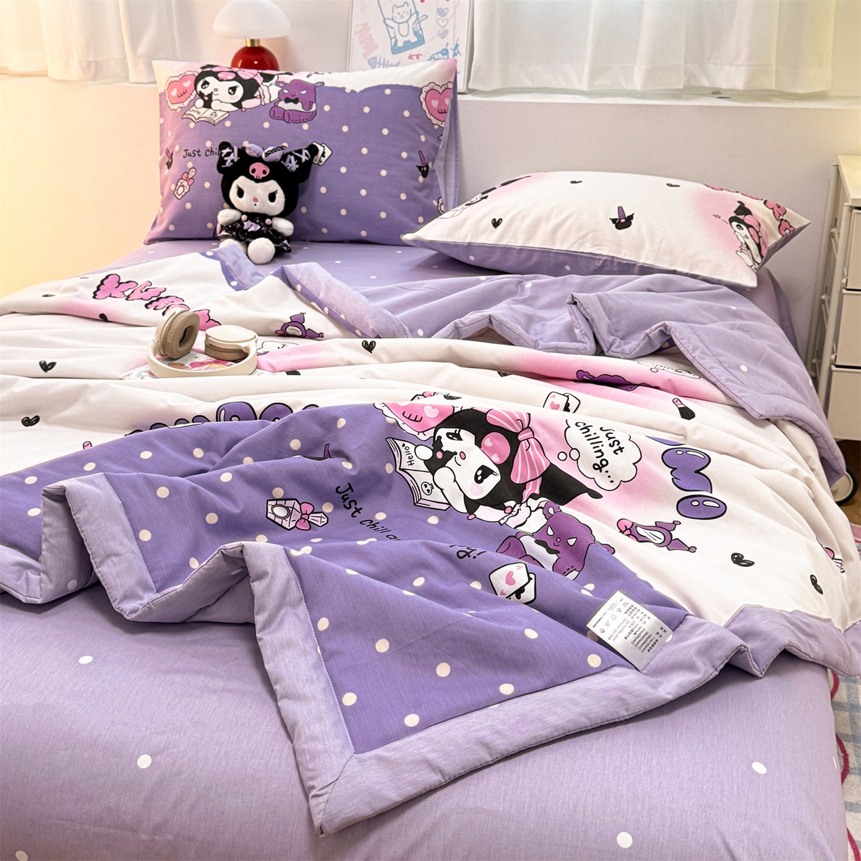 91家纺网 家纺一手货源 找家纺 名兮家居 2026新款正版授权经典奥特曼全棉夏被四件套【含防伪标】 全棉夏被-美美库洛米