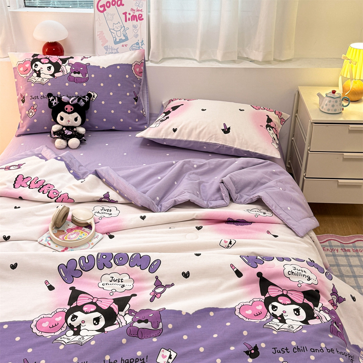 91家纺网 家纺一手货源 找家纺 名兮家居 2026新款正版授权经典奥特曼全棉夏被四件套【含防伪标】 全棉夏被-美美库洛米