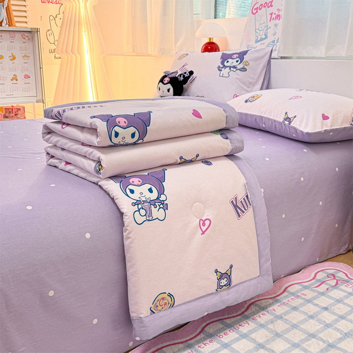 91家纺网 家纺一手货源 找家纺 名兮家居 2026新款正版授权经典奥特曼全棉夏被四件套【含防伪标】 全棉夏被-甜筒库洛米