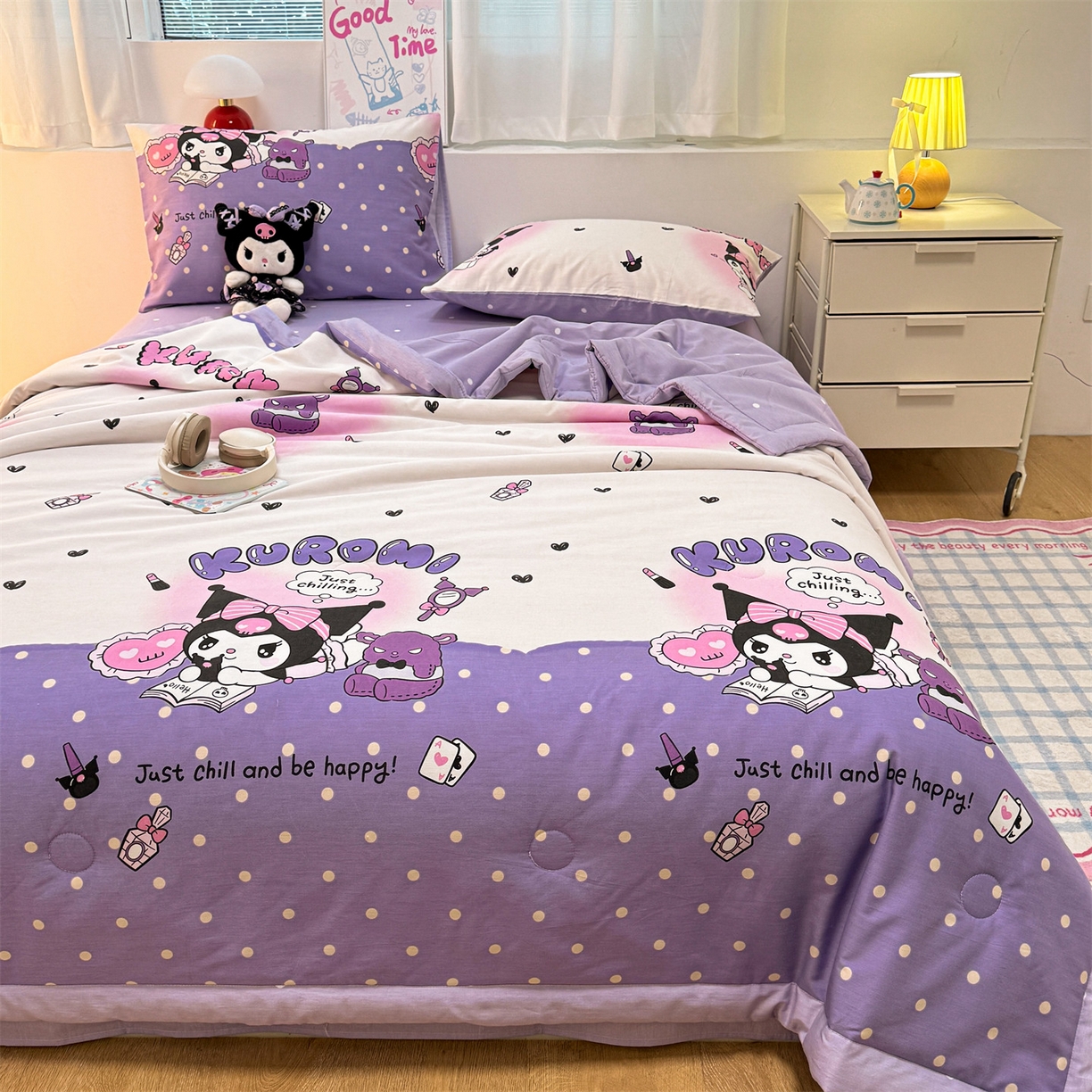 91家纺网 家纺一手货源 找家纺 名兮家居 2026新款正版授权经典奥特曼全棉夏被四件套【含防伪标】 全棉夏被-美美库洛米