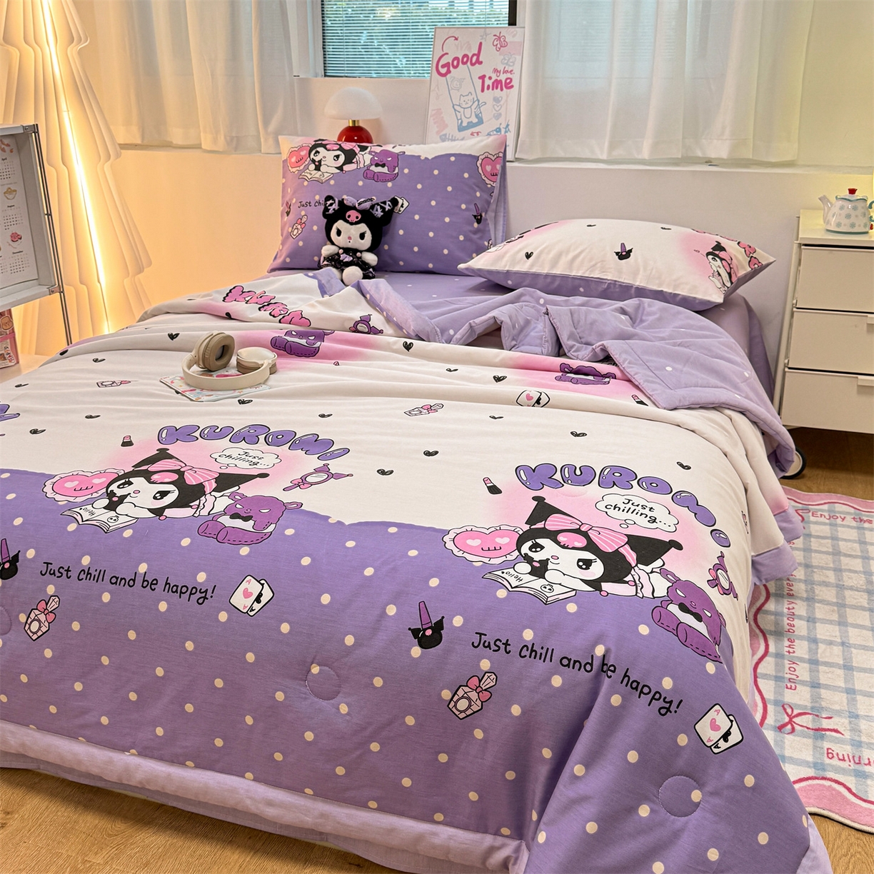 91家纺网 家纺一手货源 找家纺 名兮家居 2026新款正版授权经典奥特曼全棉夏被四件套【含防伪标】 全棉夏被-美美库洛米