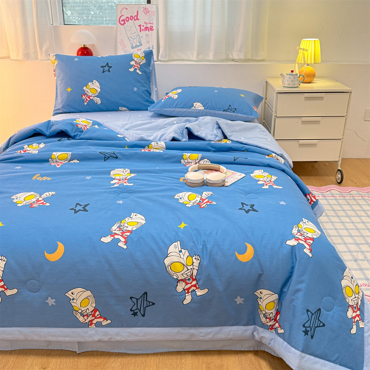 91家纺网 家纺一手货源 找家纺 名兮家居 2026新款正版授权经典奥特曼全棉夏被四件套【含防伪标】 全棉夏被-艾斯奥特曼