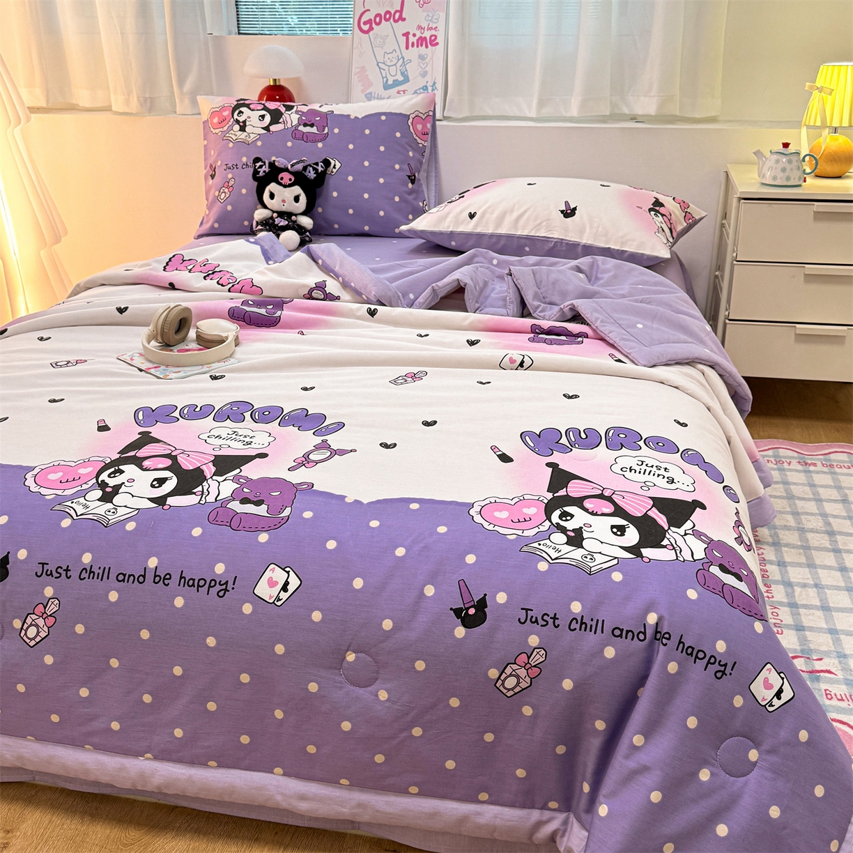 91家纺网 家纺一手货源 找家纺 名兮家居 2026新款正版授权经典奥特曼全棉夏被四件套【含防伪标】 全棉夏被-美美库洛米