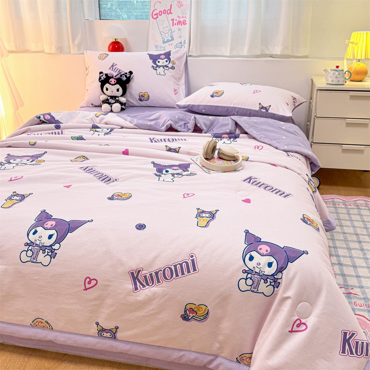 91家纺网 家纺一手货源 找家纺 名兮家居 2026新款正版授权经典奥特曼全棉夏被四件套【含防伪标】 全棉夏被-甜筒库洛米