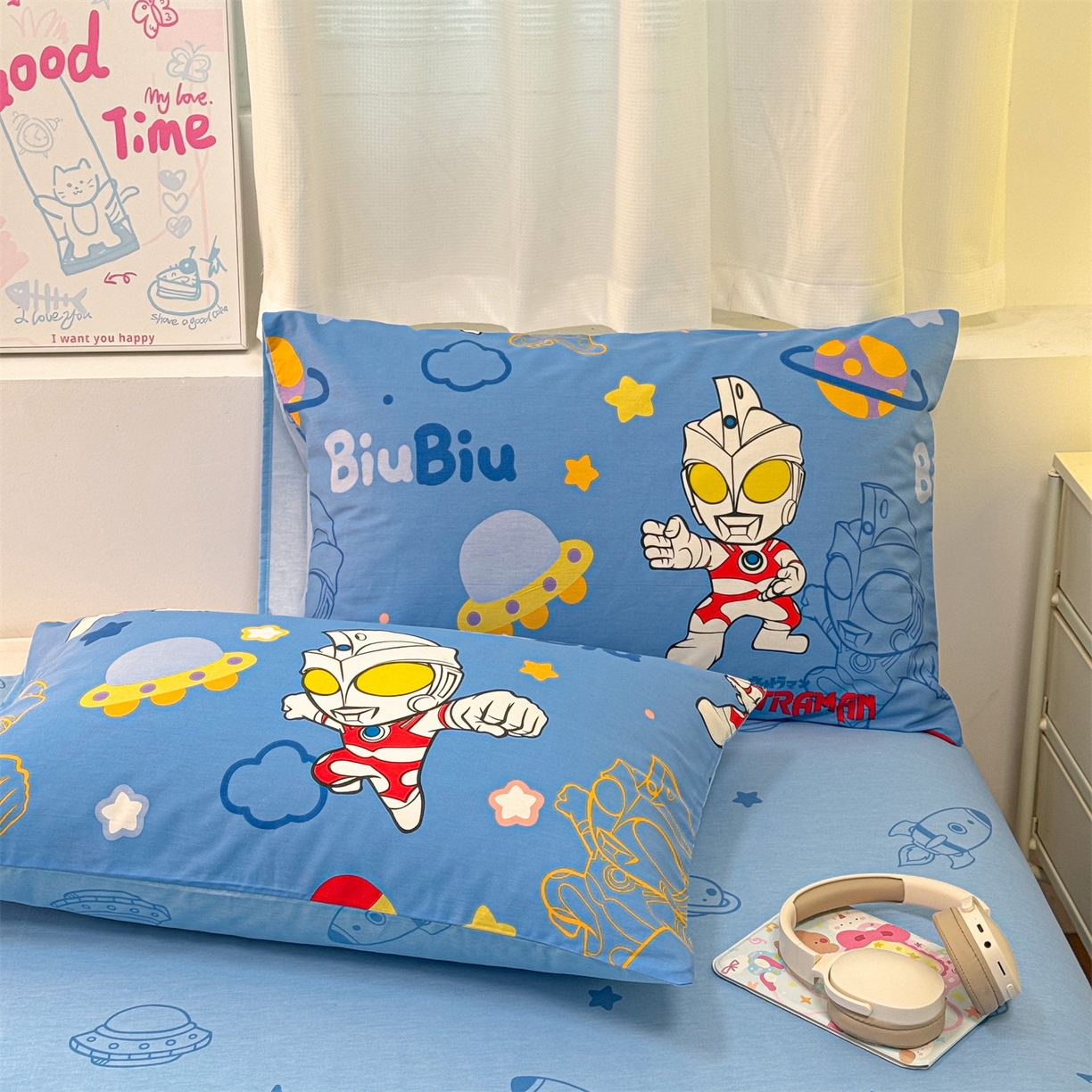 91家纺网 家纺一手货源 找家纺 名兮家居 2026新款正版授权经典奥特曼全棉夏被四件套【含防伪标】 全棉夏被-光线王子