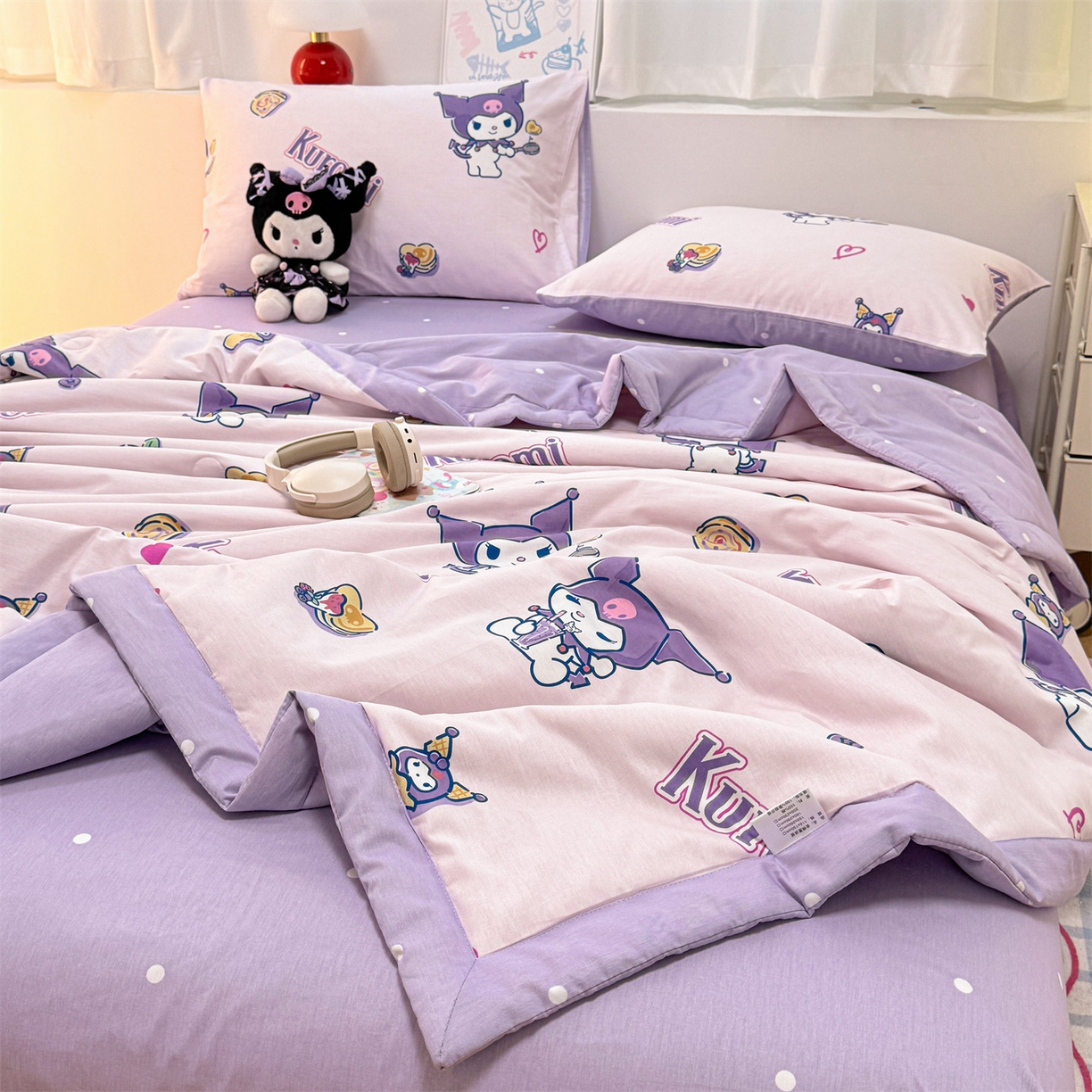 91家纺网 家纺一手货源 找家纺 名兮家居 2026新款正版授权经典奥特曼全棉夏被四件套【含防伪标】 全棉夏被-甜筒库洛米