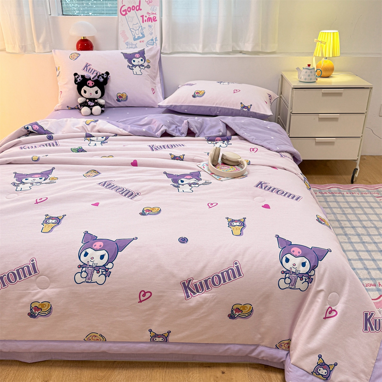 91家纺网 家纺一手货源 找家纺 名兮家居 2026新款正版授权经典奥特曼全棉夏被四件套【含防伪标】 全棉夏被-甜筒库洛米