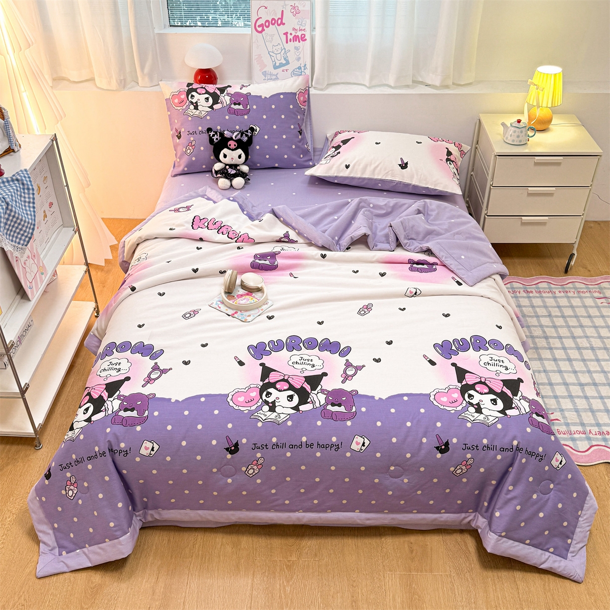 91家纺网 家纺一手货源 找家纺 名兮家居 2026新款正版授权经典奥特曼全棉夏被四件套【含防伪标】 全棉夏被-美美库洛米