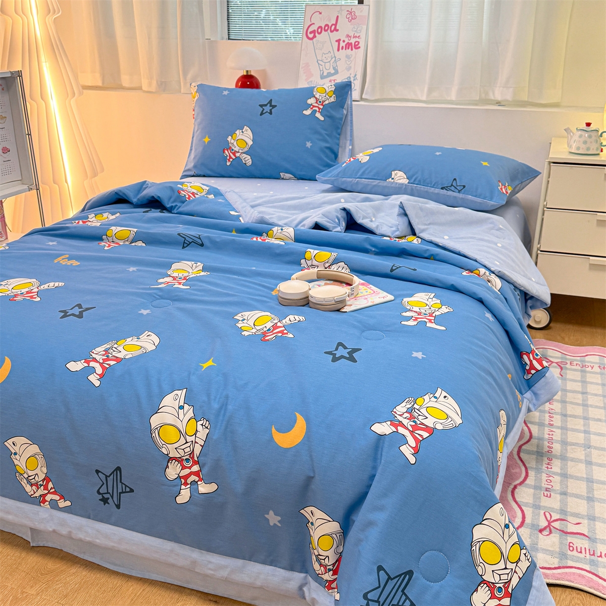 91家纺网 家纺一手货源 找家纺 名兮家居 2026新款正版授权经典奥特曼全棉夏被四件套【含防伪标】 全棉夏被-艾斯奥特曼
