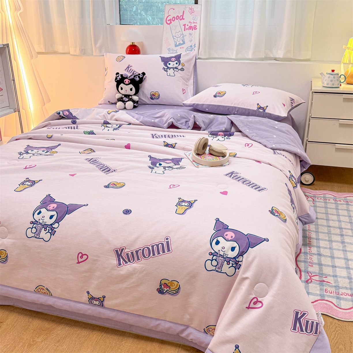 91家纺网 家纺一手货源 找家纺 名兮家居 2026新款正版授权经典奥特曼全棉夏被四件套【含防伪标】 全棉夏被-甜筒库洛米