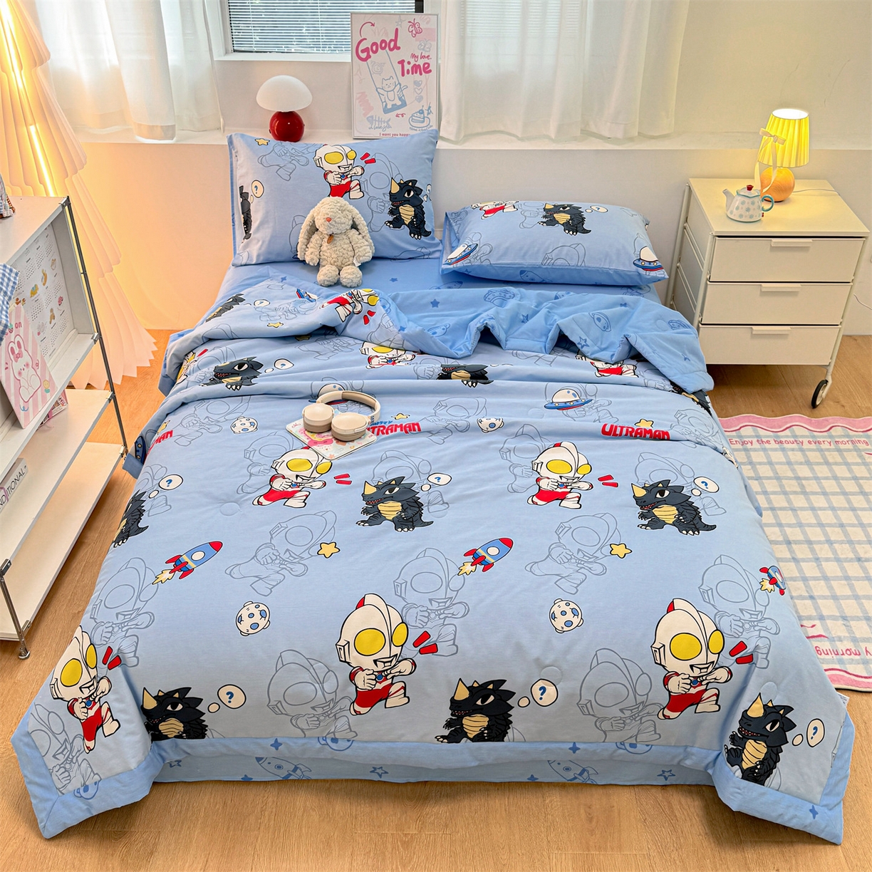 91家纺网 家纺一手货源 找家纺 名兮家居 2026新款正版授权经典奥特曼全棉夏被四件套【含防伪标】 全棉夏被-奥特勇士