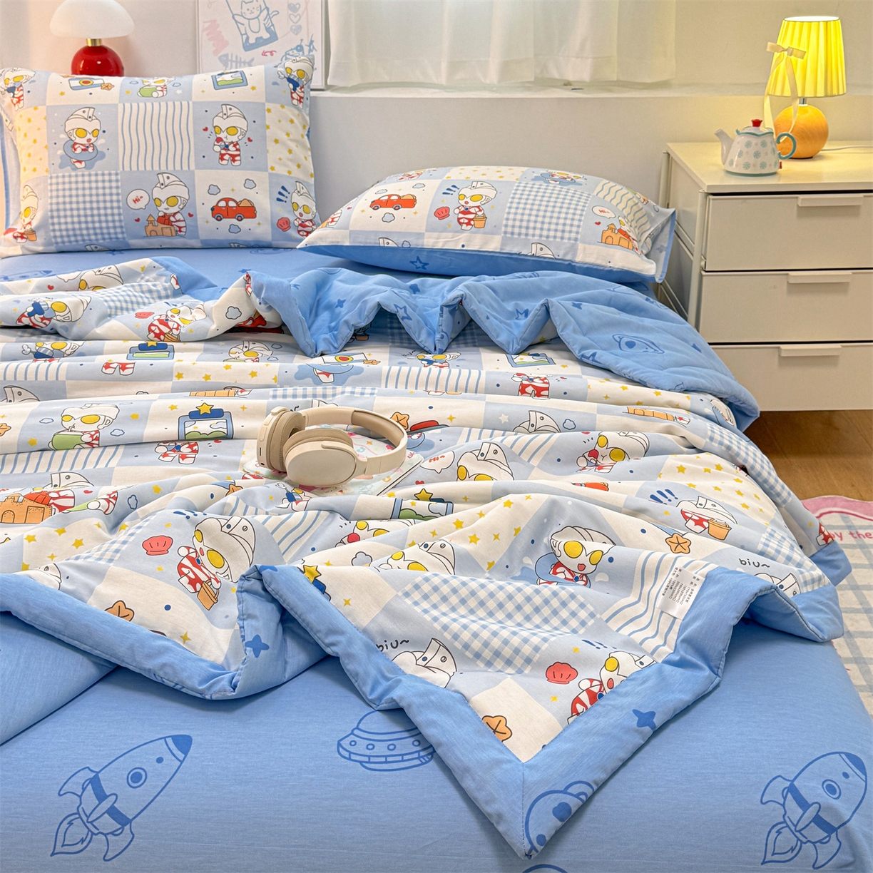 名兮家居 2026新款正版授权经典奥特曼全棉夏被四件套【含防伪标】 全棉夏被-小小艾斯