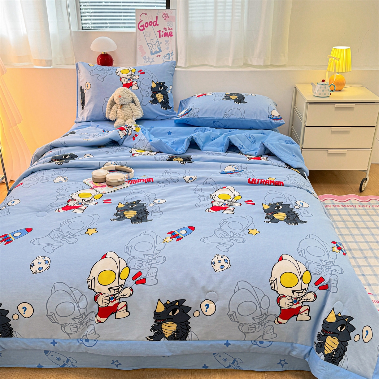 91家纺网 家纺一手货源 找家纺 名兮家居 2026新款正版授权经典奥特曼全棉夏被四件套【含防伪标】 全棉夏被-奥特勇士