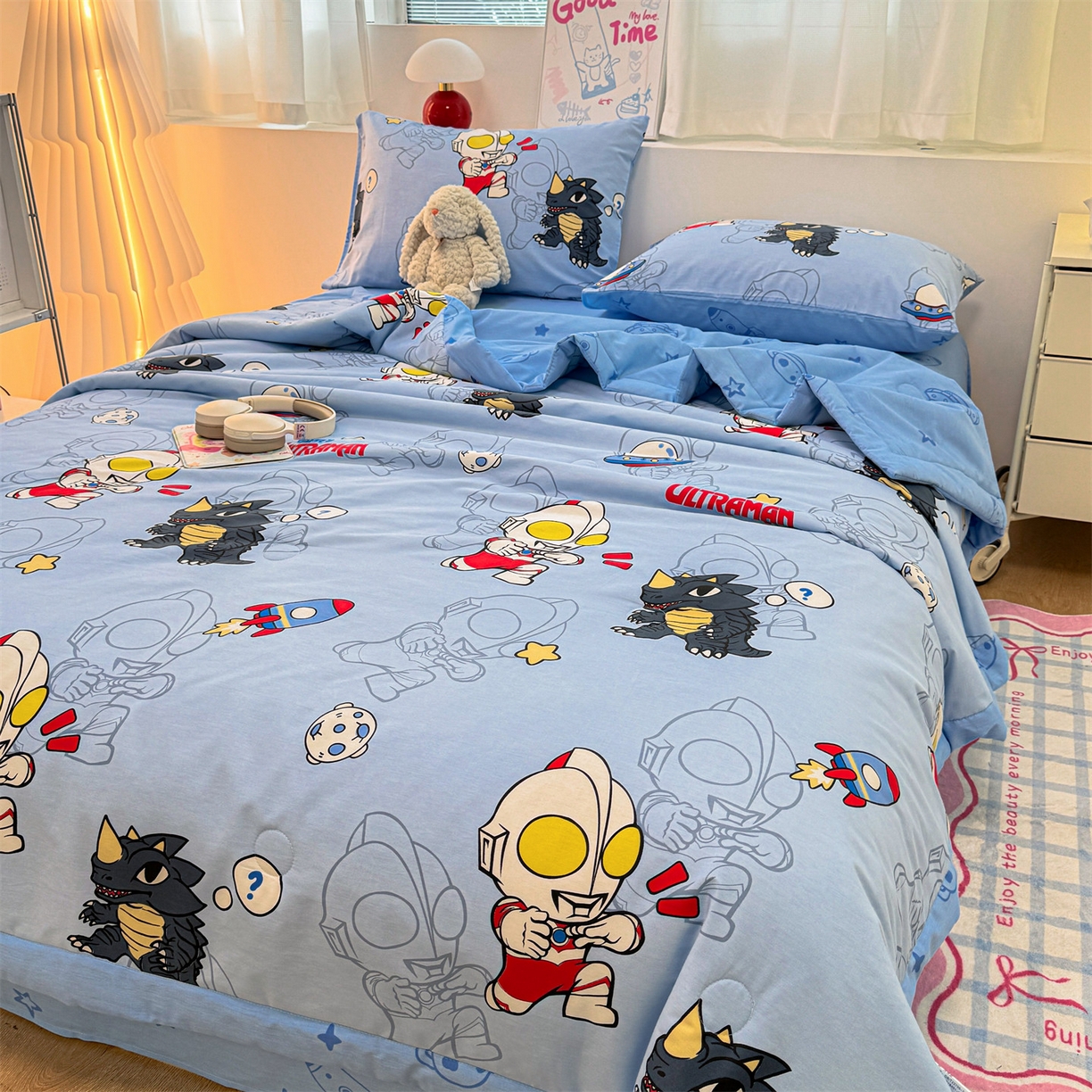 91家纺网 家纺一手货源 找家纺 名兮家居 2026新款正版授权经典奥特曼全棉夏被四件套【含防伪标】 全棉夏被-奥特勇士