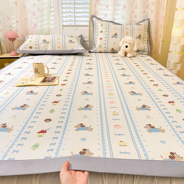 川悦生活 2026新款时尚数码印花冰藤席 小狗兜兜