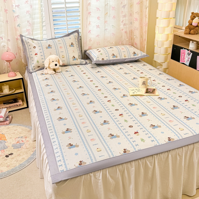 91家纺网 家纺一手货源 找家纺 川悦生活 2026新款时尚数码印花冰藤席 小狗兜兜