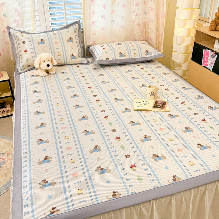 91家纺网 家纺一手货源 找家纺 川悦生活 2026新款时尚数码印花冰藤席 小狗兜兜