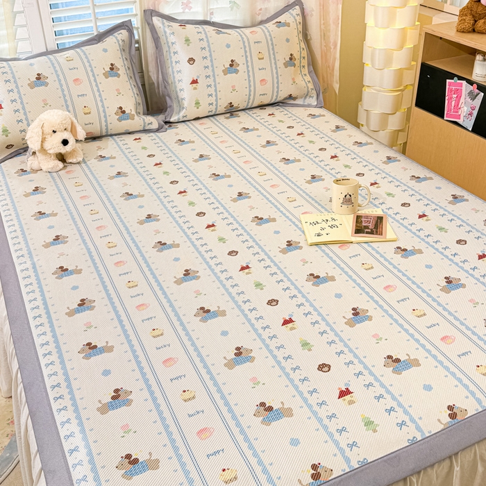 91家纺网 家纺一手货源 找家纺 川悦生活 2026新款时尚数码印花冰藤席 小狗兜兜