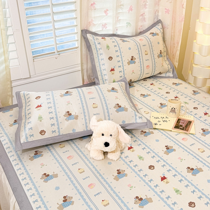 91家纺网 家纺一手货源 找家纺 川悦生活 2026新款时尚数码印花冰藤席 小狗兜兜