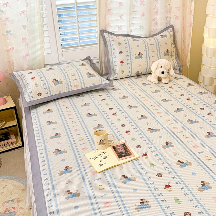 91家纺网 家纺一手货源 找家纺 川悦生活 2026新款时尚数码印花冰藤席 小狗兜兜