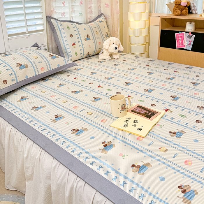 91家纺网 家纺一手货源 找家纺 川悦生活 2026新款时尚数码印花冰藤席 小狗兜兜