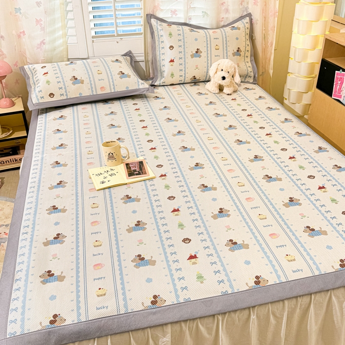 91家纺网 家纺一手货源 找家纺 川悦生活 2026新款时尚数码印花冰藤席 小狗兜兜