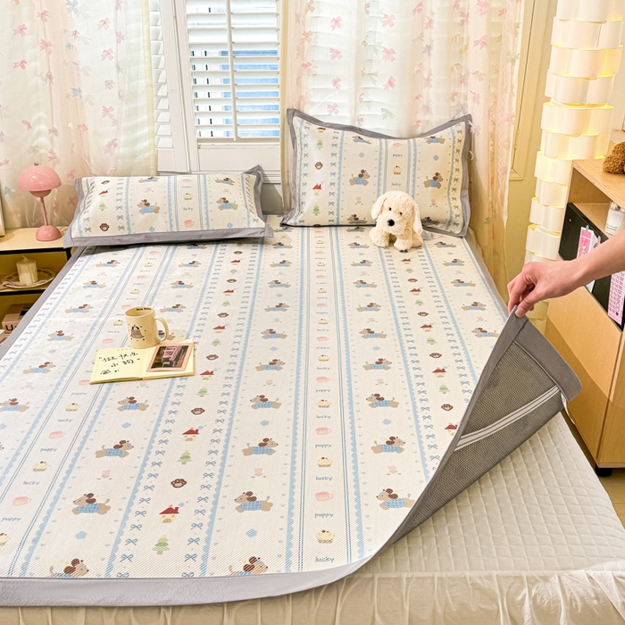 91家纺网 家纺一手货源 找家纺 川悦生活 2026新款时尚数码印花冰藤席 小狗兜兜