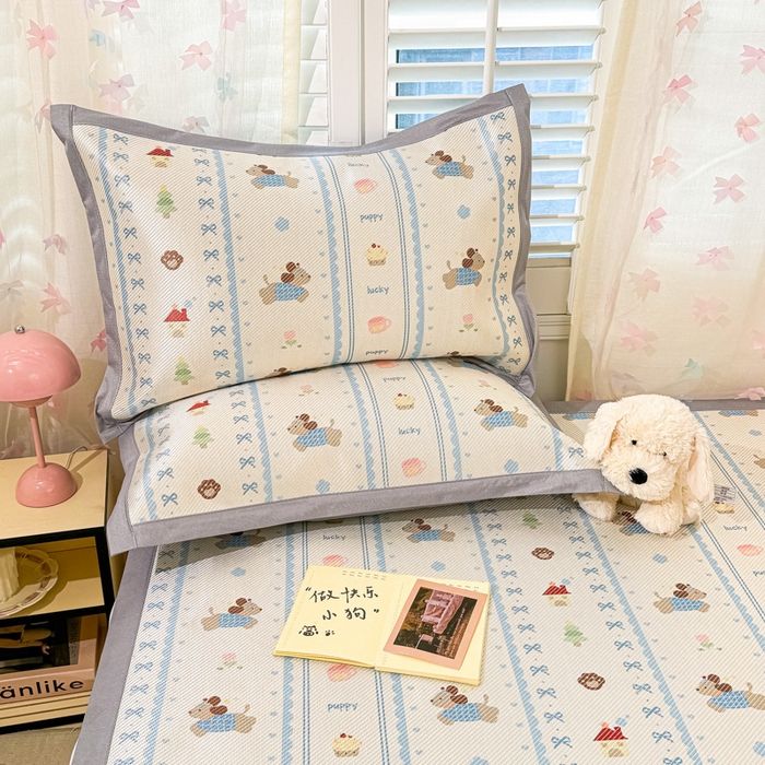 91家纺网 家纺一手货源 找家纺 川悦生活 2026新款时尚数码印花冰藤席 小狗兜兜