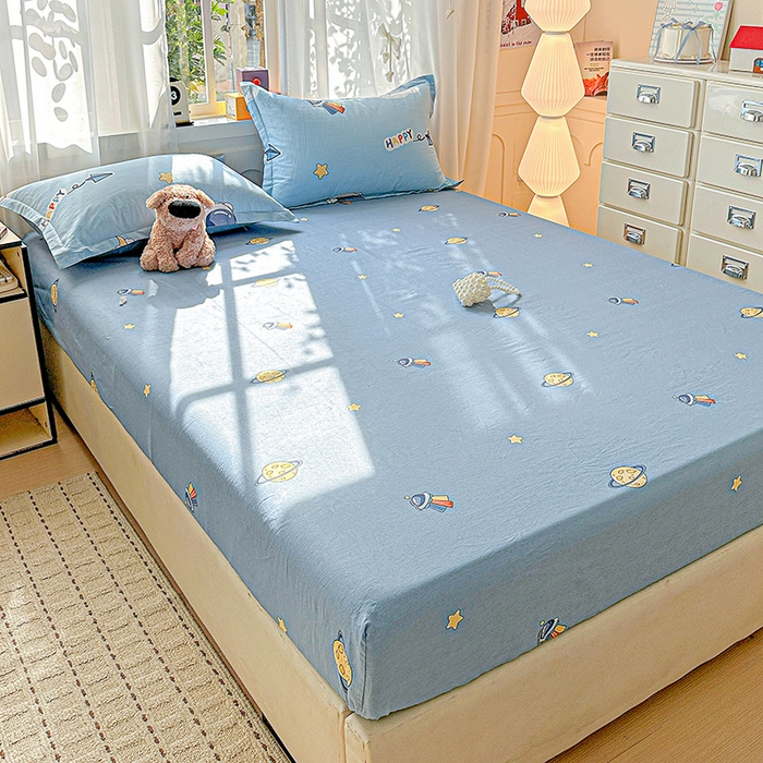 91家纺网 家纺一手货源 找家纺 依庭 2026新款12868全棉纯棉印花床笠太空奇遇