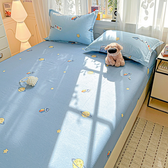 91家纺网 家纺一手货源 找家纺 依庭 2026新款12868全棉纯棉印花床笠太空奇遇