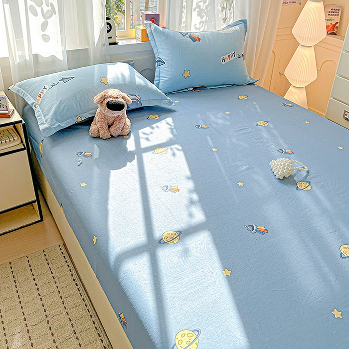 91家纺网 家纺一手货源 找家纺 依庭 2026新款12868全棉纯棉印花床笠太空奇遇