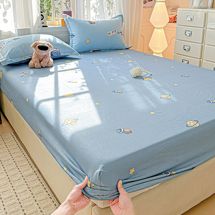 91家纺网 家纺一手货源 找家纺 依庭 2026新款12868全棉纯棉印花床笠太空奇遇