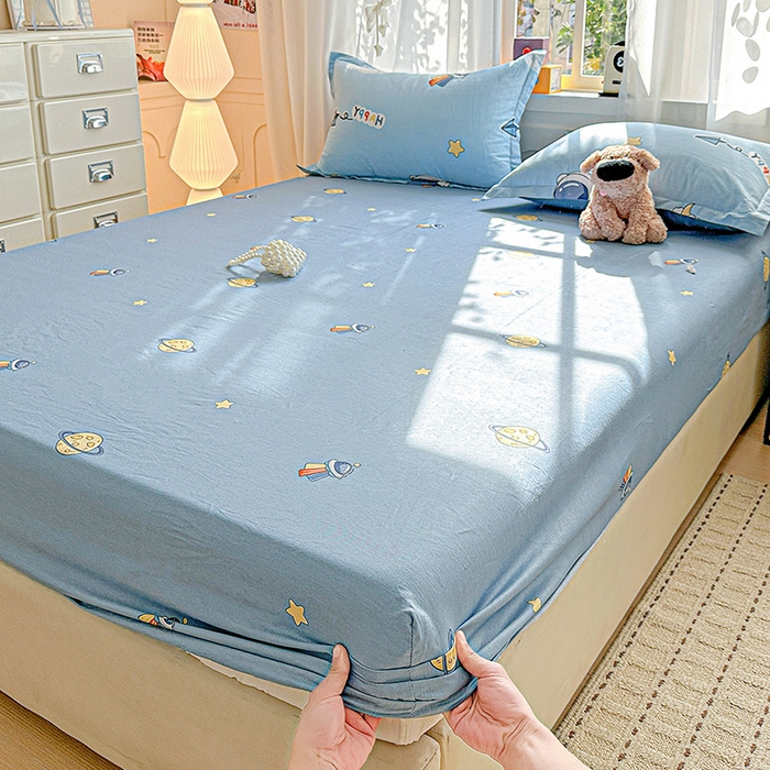 91家纺网 家纺一手货源 找家纺 依庭 2026新款12868全棉纯棉印花床笠太空奇遇