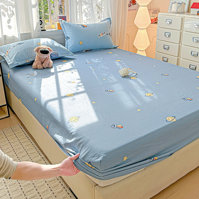 91家纺网 家纺一手货源 找家纺 依庭 2026新款12868全棉纯棉印花床笠太空奇遇