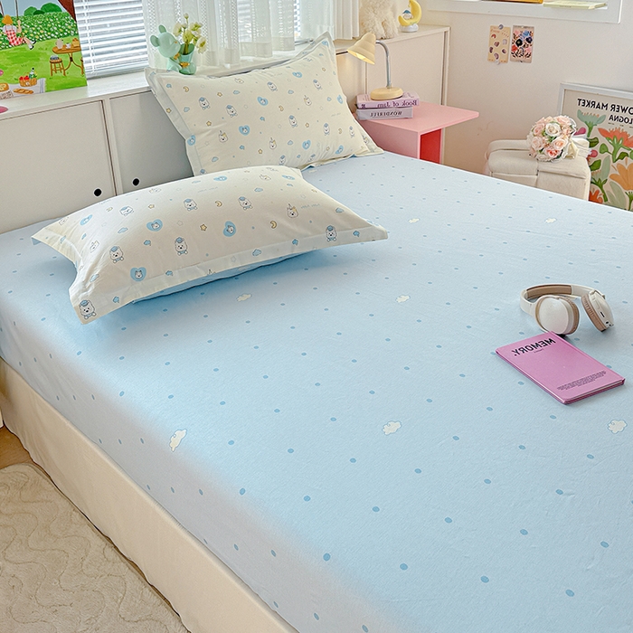 91家纺网 家纺一手货源 找家纺 依庭 2026新款12868全棉纯棉印花床笠甜梦小狗