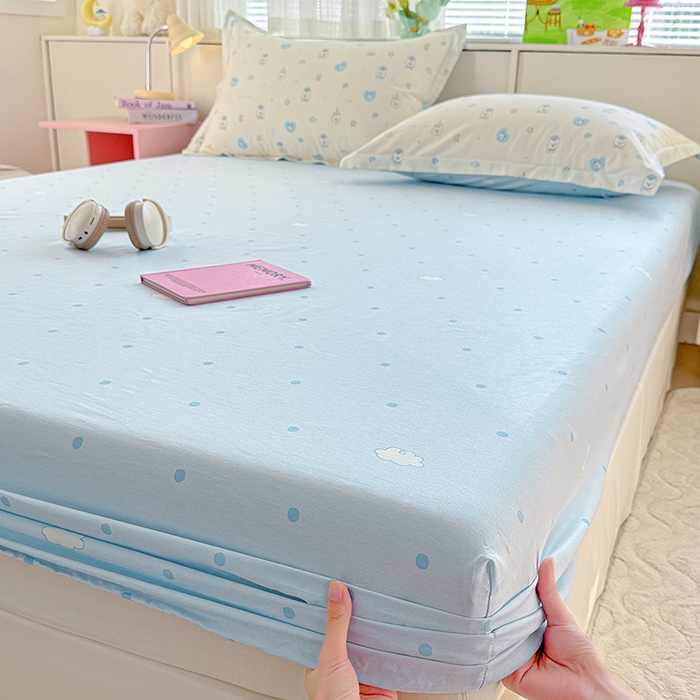 91家纺网 家纺一手货源 找家纺 依庭 2026新款12868全棉纯棉印花床笠甜梦小狗