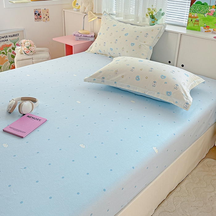 91家纺网 家纺一手货源 找家纺 依庭 2026新款12868全棉纯棉印花床笠甜梦小狗