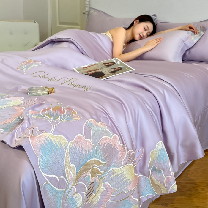 91家纺网 家纺一手货源 找家纺 女子家纺 2026新款天丝柔软亲肤夏凉被-华尔兹 华尔兹-高贵紫