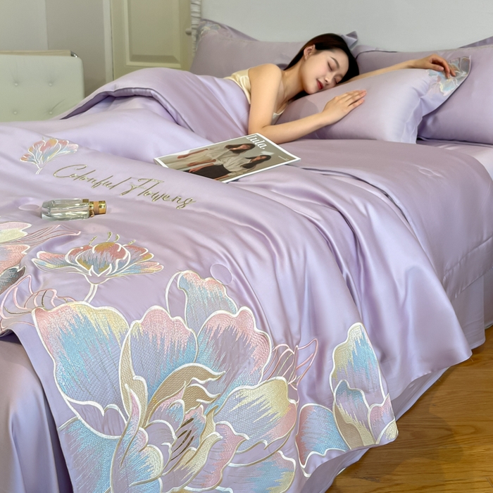 91家纺网 家纺一手货源 找家纺 女子家纺 2026新款天丝柔软亲肤夏凉被-华尔兹 华尔兹-高贵紫