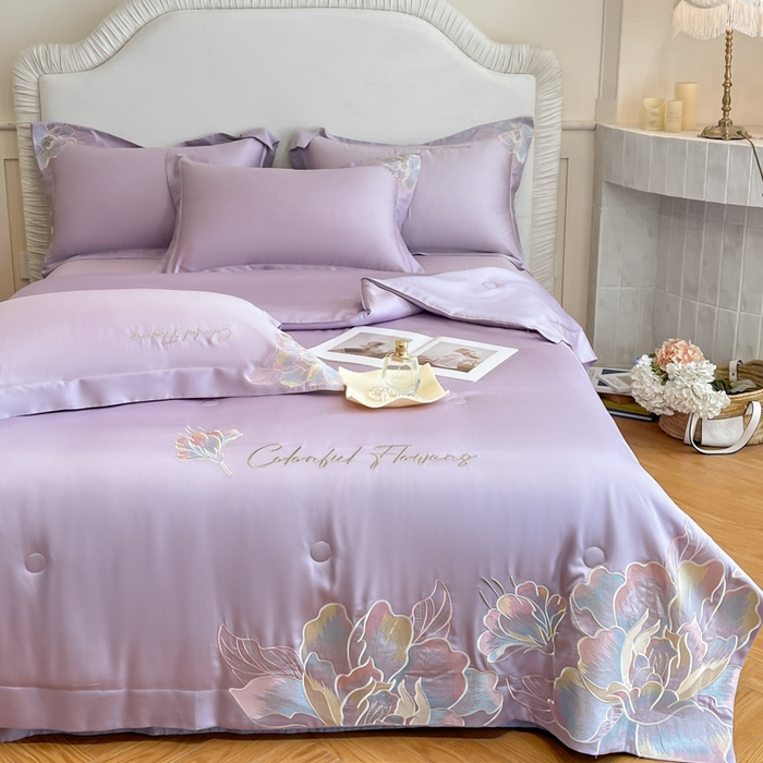 91家纺网 家纺一手货源 找家纺 女子家纺 2026新款天丝柔软亲肤夏凉被-华尔兹 华尔兹-高贵紫