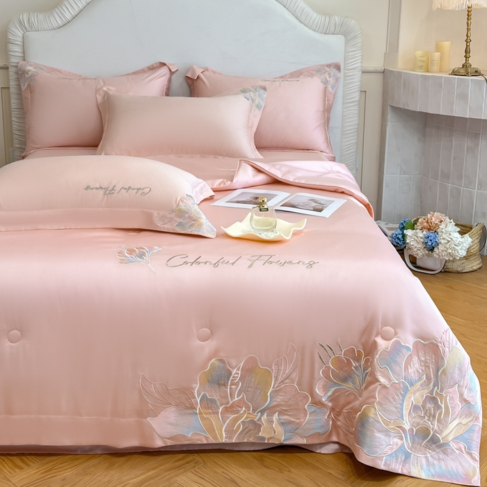 91家纺网 家纺一手货源 找家纺 女子家纺 2026新款天丝柔软亲肤夏凉被-华尔兹 华尔兹-少女粉