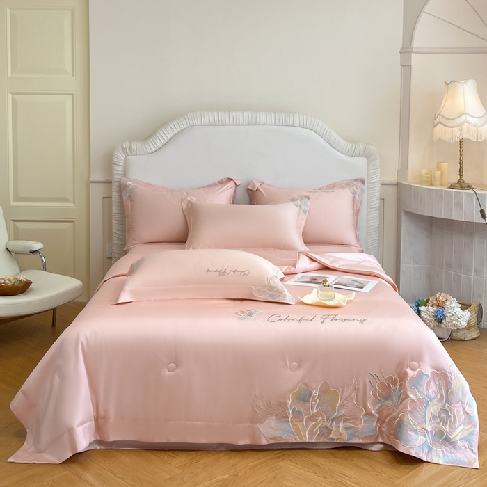 91家纺网 家纺一手货源 找家纺 女子家纺 2026新款天丝柔软亲肤夏凉被-华尔兹 华尔兹-少女粉