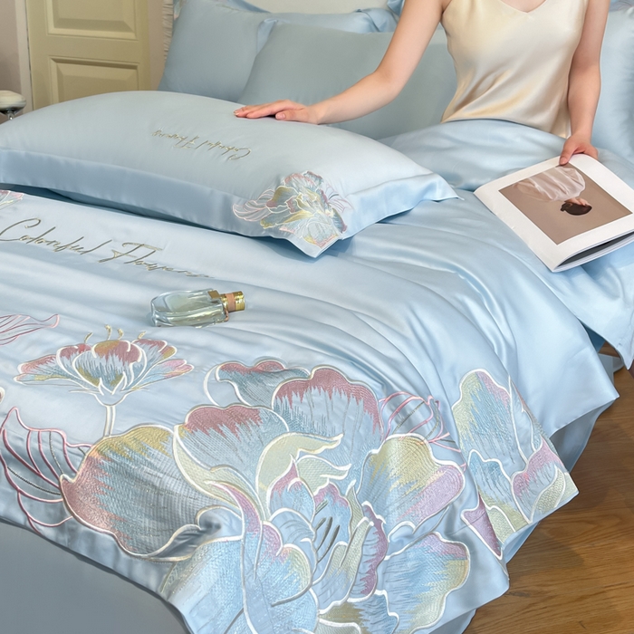 91家纺网 家纺一手货源 找家纺 女子家纺 2026新款天丝柔软亲肤夏凉被-华尔兹 华尔兹-太空蓝