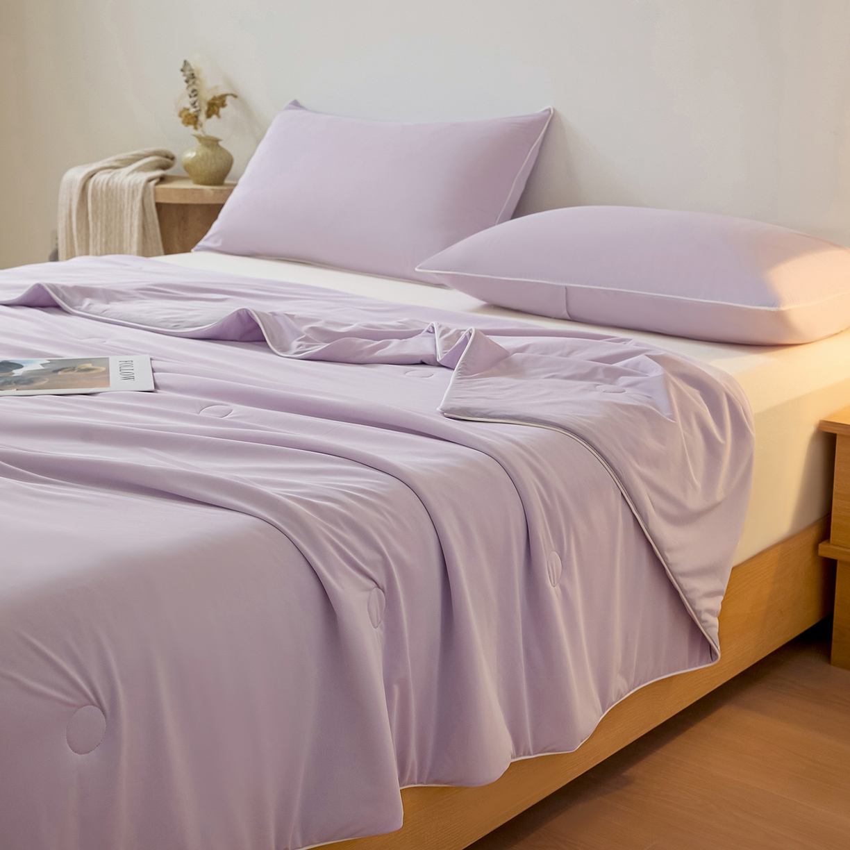 91家纺网 家纺一手货源 找家纺 寐眠 2026新款凉感纯色双拼夏被夏凉被空调被-风格二 葡萄冰酪