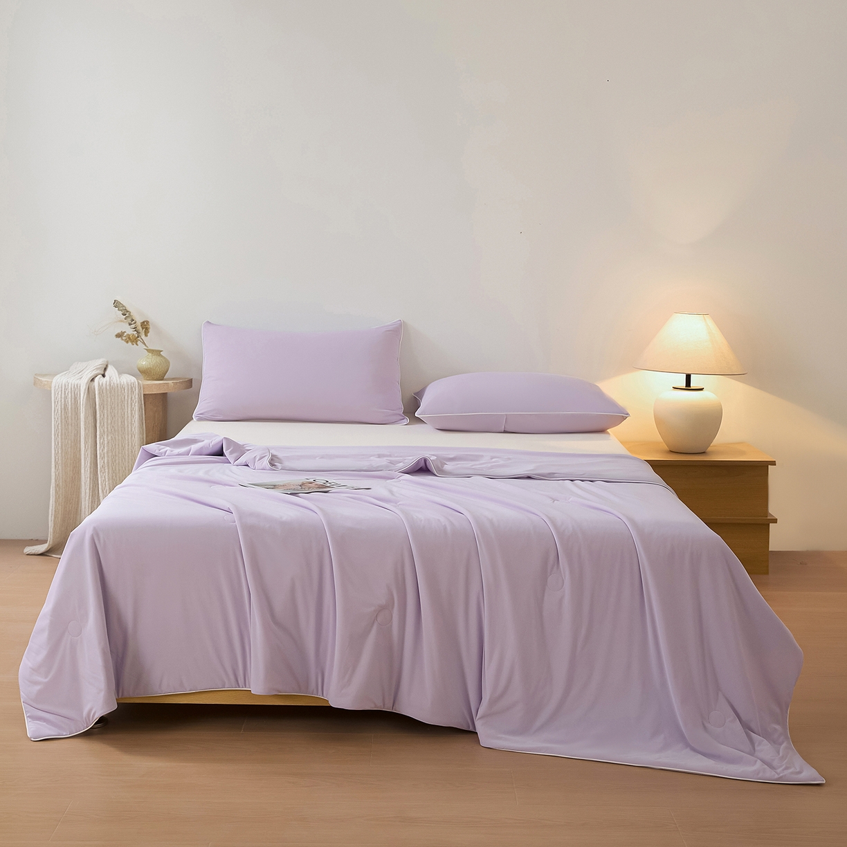 91家纺网 家纺一手货源 找家纺 寐眠 2026新款凉感纯色双拼夏被夏凉被空调被-风格二 葡萄冰酪