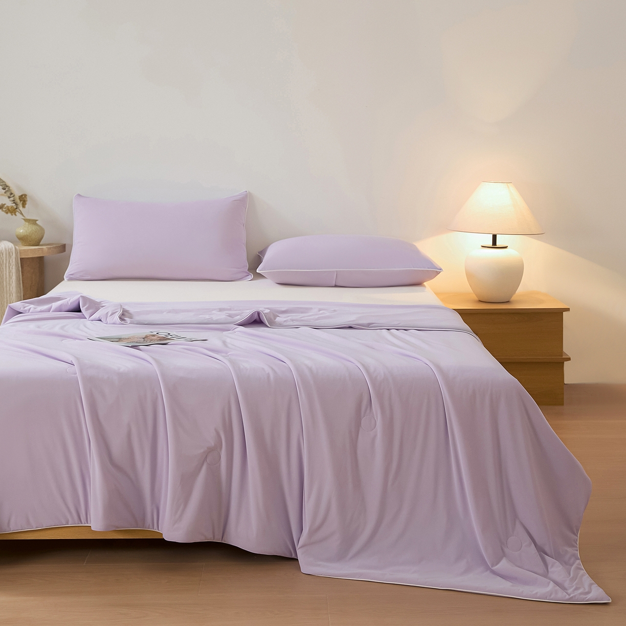 91家纺网 家纺一手货源 找家纺 寐眠 2026新款凉感纯色双拼夏被夏凉被空调被-风格二 葡萄冰酪