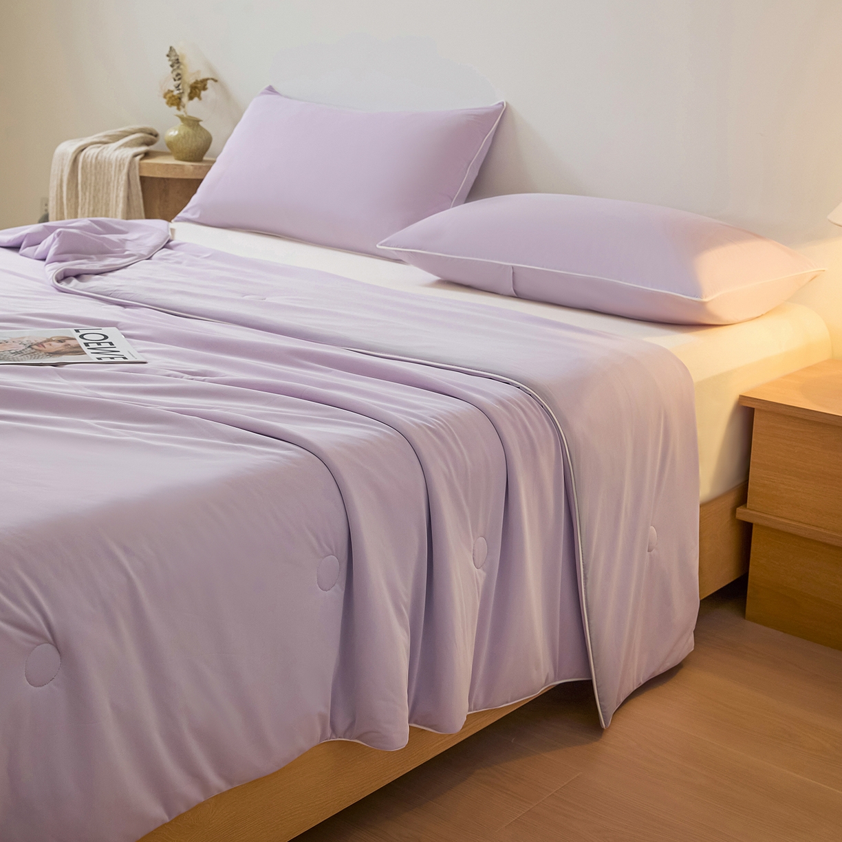 91家纺网 家纺一手货源 找家纺 寐眠 2026新款凉感纯色双拼夏被夏凉被空调被-风格二 葡萄冰酪