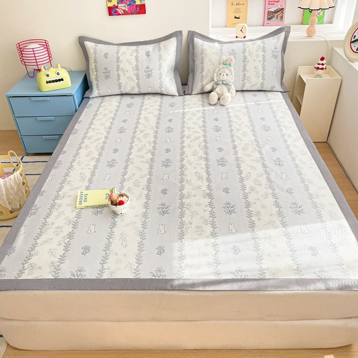 91家纺网 家纺一手货源 找家纺 川悦生活 2026新款时尚数码印花冰藤席 小兔叶香