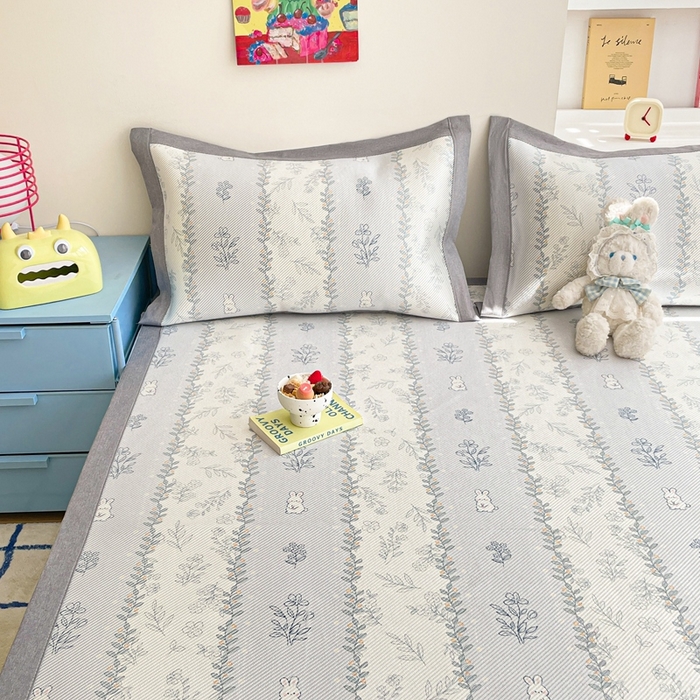 91家纺网 家纺一手货源 找家纺 川悦生活 2026新款时尚数码印花冰藤席 小兔叶香